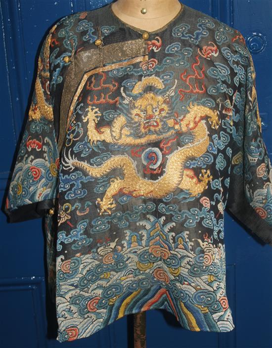 A Chinese dragon summer robe, 19th century,